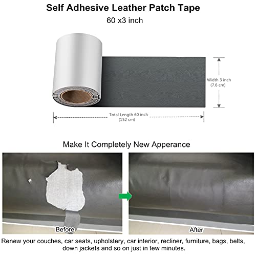 ILOFRI Self Adhesive Leather Tape 3x60 inch, Durable Self Adhesive
