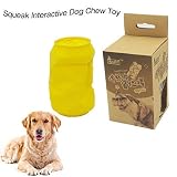 URUNIQ FDA Durable Dog Chew Toy Mad Cans Squeak Interactive Toy Indestructible Bite Toy for Aggressive Chewers Small Medium Breed Dogs Gift for Pets Lover Yellow