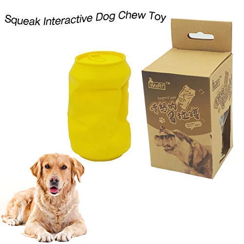 URUNIQ FDA Durable Dog Chew Toy Mad Cans Squeak Interactive Toy Indestructible Bite Toy for Aggressive Chewers Small Medium Breed Dogs Gift for Pets Lover Yellow
