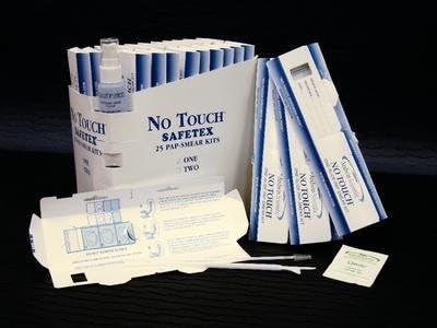 Pap Smear Kit with 1 Slide, Broom-Style Cervex Brush, Fixative Pouch - Safetex NO-TOUCH Pap Smear Kits, Andwin Scientific