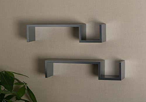 Vlight Sshaped Wood Wall Shelf Gray