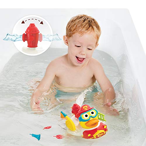 Yookidoo Jet Duck Firefighter Bath Toy with Powered Water Hydrant ...