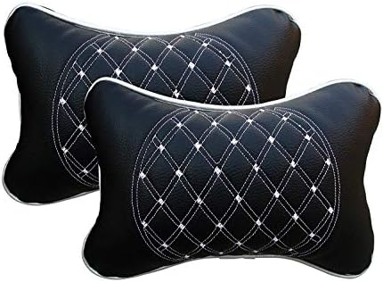 AUTO CAR WINNER Black & White Diamond Neck Rest for Maruti IGNIS