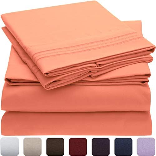 Nexis Sundry, Den 1000 TC 4 Piece Organic Cotton Bed Sheets, 20 Inches Deep Pockets, Luxurious & Comfortable, 100% Indian Organic Cotton Sheet, Peach, Cal. King