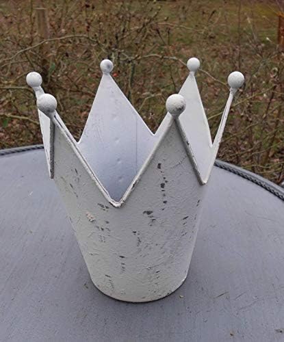 Deko Krone Windlicht Gartendeko Pflanztopf Eisen Weiss Antik 18 Cm Amazon De Garten