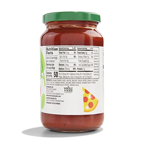 365 BY WHOLE FOODS MARKET, ORGANIC PIZZA SAUCE, 14 OUNCE
