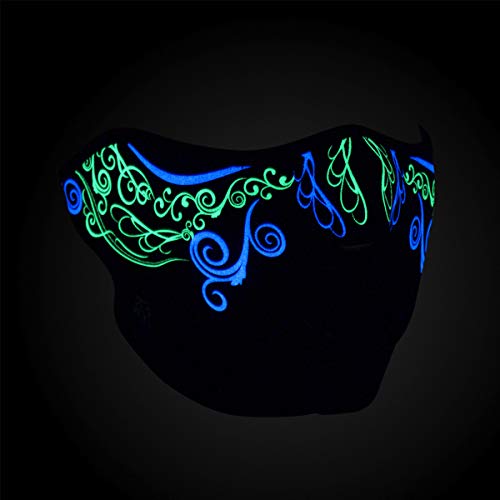 ZAN Headgear 1/2 Face Glow In The Dark Neoprene Mask Venetian Swirl - //coolthings.us
