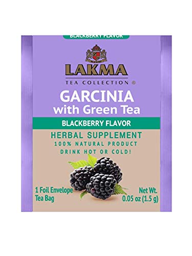 HYLEYS LAKMA GARCINIA CAMBOGIA GREEN TEA WITH BLACKBERRY, 25 INDIVIDUALLY WRAPPED HERBAL TEA BAGS – 100% NATURAL HERBAL TEA FOR WEIGHT MANAGEMENT