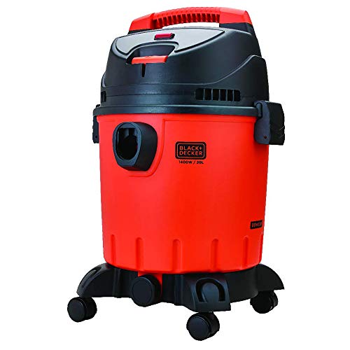 BLACK+DECKER WDBD20 20-Litre, 1400 Watt, 16 KPa High Suction Wet and Dry Vacuum Cleaner and Blower with HEPA Filter and Reusable Dustbag (Red/Grey)