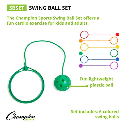 Champion Sports Skip Ball Ankle Toy for Kids, Pack of 6, Assorted