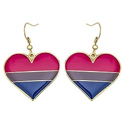 Bisexual Pride Heart Shape Dangle Earrings Gay