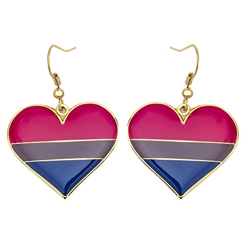 Bisexual Pride Heart Shape Dangle Earrings Gay