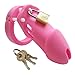 New Men's Silicone Equipment Control cage with 5 Rings (Pink,Long)