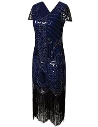 Vijiv 1920 Gatsby Flapper Vestidos con Mangas Lentejuelas Arte Deco Vestido de Cóctel