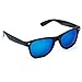 Faux Wood Reflective Revo Color Lens Horn Rimmed Style Sunglasses,Light Wood Print / Mirror Blue