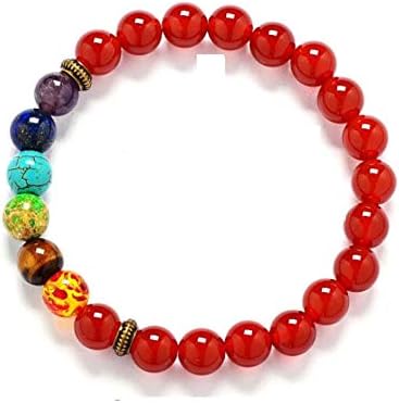 Pooja Gems 8 mm 7 Chakra Multi Colour Natural Agate Stone Bracelet