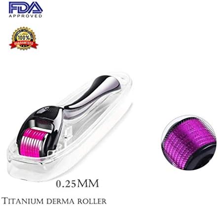 Derma Roller Microneedles Kit Cosmetic Instrument for Face, Micro Needle 0.25mm Size 540 Titanium for Face & Body Skin Care with 1 Protective Case(Black)