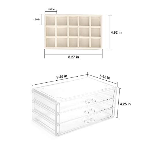 FEISCON Acrylic Jewelry Organizer Makeup Cosmetic Storage Organizer box Clear Jewelry Case with