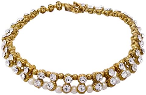 Stone & Pearl Payal Anklet Indian Foot Jewellery Bollywood Kundan Feet Chain Women Ankle Chain Party wear -Model-208