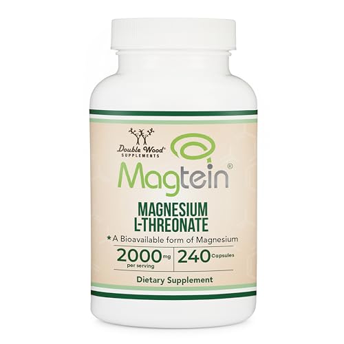Magnesium L Threonate, Magtein 240 Capsules - 2,000 mg per Serving (Vegan Safe, Third Party Tested, Gluten Free, Non-GMO) by Double Wood Supplements