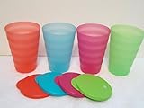 Tupperware Impressions Dripless 16oz Tumblers Set of 4 in Fruit Colors