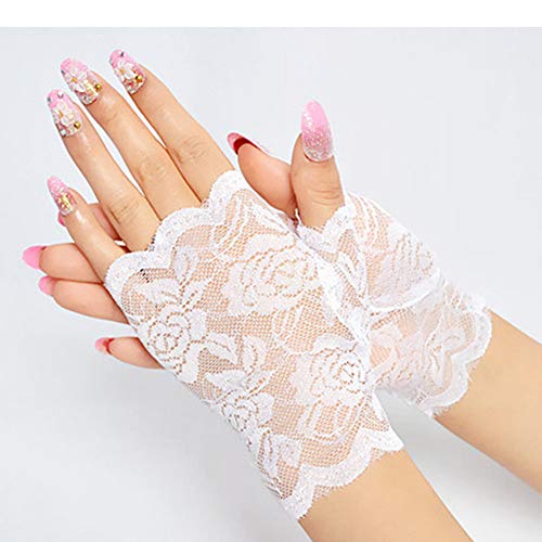 Ladies 80s Lace Gloves Elegant Short Gloves Courtesy Gloves for Wedding Dinner Party Fingerless Gloves Bridal Dress