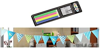 ADELEWAYS Party Decoration Supplies Flags Banner 2 Meters Long + Free 12 pcs Long Cake Candles