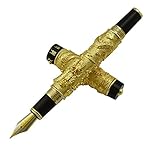 Jinhao Luxury Golden 3D Style Classical Chinese Dragons Playing with the Pearl Carved 3D Fountain Pen Black with Push in Style Ink Converter Removable