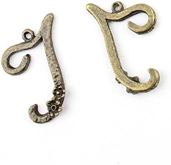 Qty 130 Pieces Jewelry Making Charms Findings Supplies Repair Craft Antique Bronze CT23299-J Letter J