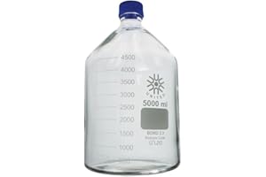 United Scientific ™ 5000mL (5L) Laboratory Grade Round Media Storage Bottles with GL45 Screw Cap, 3.3 Borosilicate Glass