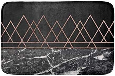 Bathroom Rug Mat,Extra Soft and Absorbent Rugs, Machine Wash/Dry,Floor Mats for Tub, Shower and Bath Room Elegant Rose Gold Triangles Black White Marble Bath mat