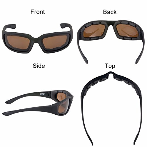 WYND Blocker Polarized Motorcycle & Fishing Floating Sports Wrap Sunglasses (Black / PZ Amber Lens)