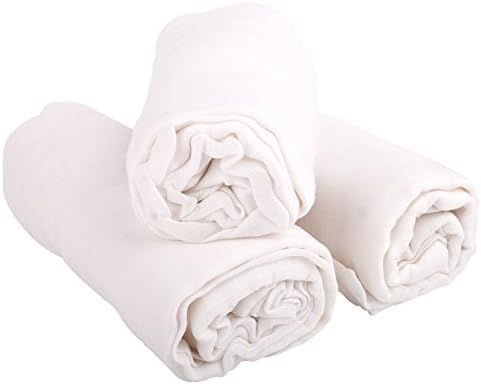 Premium Muslin Swaddle Blankets (3 Pack) - 100% Organic Lightweight Super Soft Bamboo Muslin Blanket - Ultimate Comfort Baby Sleep Essential - Baby Shower Gift, 47” x 47” (White) 