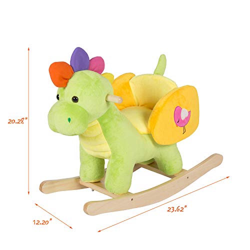Kinbor Child Rocking Horse Kids Dinosaur & Real Wood Ride-On Rocker Children’s Day Birthday Gift with Music - Thumbnail 4