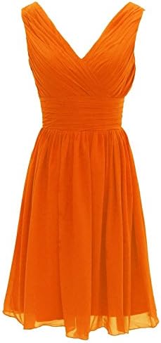 Ouman Short Bridesmaid Dress Chiffon Party Evening Dress Medium Orange