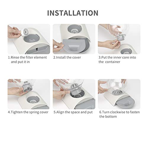 YOYOPET Automatic Replendish Gravity Waterer Rustproof Pet Water Dispenser for Dogs/Cats or Small Pets Include Filter Cover and Charcoal Filters Add Non-Slip Bottom