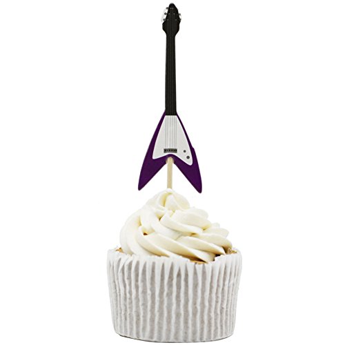Betop House Set of 24 Pieces Guitar Themed Decorative Cupcake Topper for Music Party