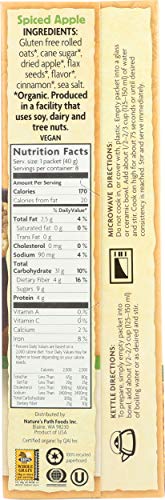 NATURE’S PATH ORGANIC SPICED APPLE + FLAX INSTANT OATMEAL, 11.3 OZ (PACK OF 6), GLUTEN FREE, NON-GMO