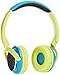 Contixo KB-300 Kid Safe Over The Ear Wireless Bluetooth LED Headphone w/Volume Limiter, Built-in Microphone, Micro SD, FM Stereo Radio (Green + Blue) - Best Gift