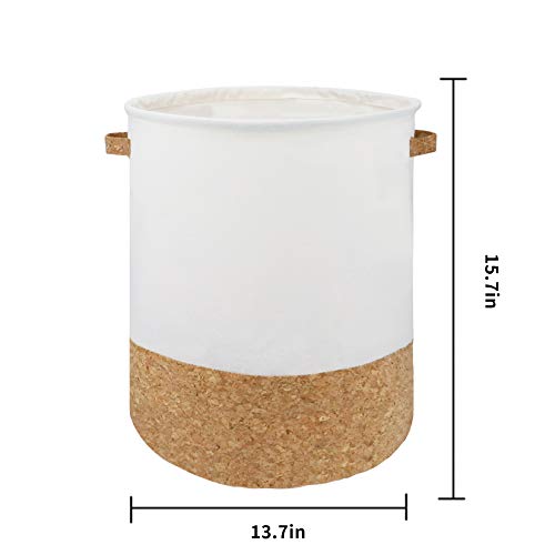 Round Storage Basket Coating Organizer Foldable with Waterproof PE Hamper/Laundry Bin/Toy Collection Organizer Cartoon for Kids Cute Design (Wood color)