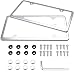 License Plate Frames, Indeebuy 2 Pcs 4 Holes Slim Stainless Steel Polish Mirror License Plate Frame and Chrome Screw Caps