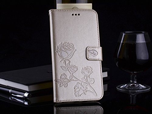 Scheam iPhone 7 Plus iPhone 8 Plus Wallet Leather Case Protective Durable Phone case Shell Folio flip Cell Phone Cover Bag Card Slots,Cash Pocket,Golden - Thumbnail 5