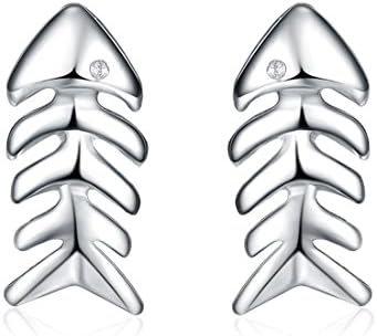 Women's Fashion Jewelry Sterling Silver Fish Bones Earrings