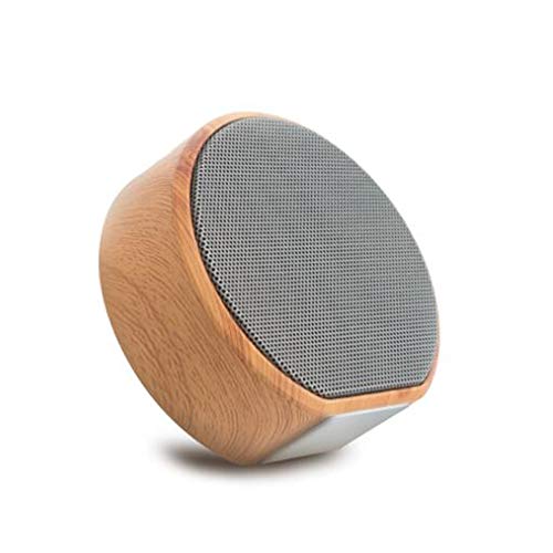 Haut-Parleur Portable Bluetooth étanche Voyage en Plein airNoir 80mmx83mm de Grain de Bois de Subwoofer de Carte de Mini Haut-Parleur Bluetooth