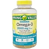 Spring Valley Omega 3 Fish Oil Maximum Care 2000mg Lemon 120 Softgels