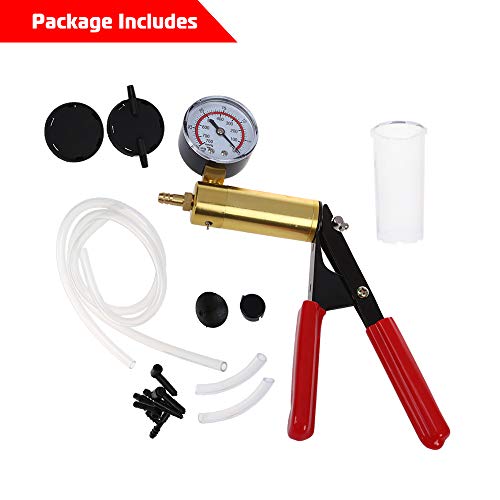 A ABIGAIL Universal Hand Held Vacuum Pump Tester Set Vacuum Gauge and Brake Bleeder Kit for Car Motorbike Moped Motor Bike with Adapters
