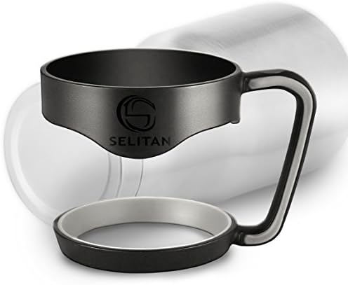SELITAN Handle for Stainless Steel Insulated Tumbler 30 oz - Anti-Slip Removable Grip Rubber. Black