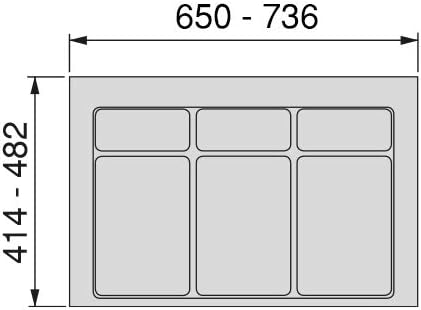 Emuca Drawer System, Cut Waste Sorting bin, Base for 80cm Cabinet (736x482mm), Grey, 80 cm (736 x 482) - Image 3
