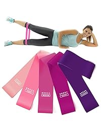 Larnn Resistance Loop Bands Set of 5 Fitness Bands Perfect for Legs and Butt Yoga Crossfit Strength Training Pilates with Instruction Guide, Carry Bag