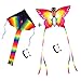 SINGARE Large Rainbow Delta and Butterfly Kites 2 Pack Easy Flyer Kites with Long Colorful Tail for Kids Adults Outdoor Game, Activities, Beach Trip, Great Gift to Kids Childhood Precious Memories